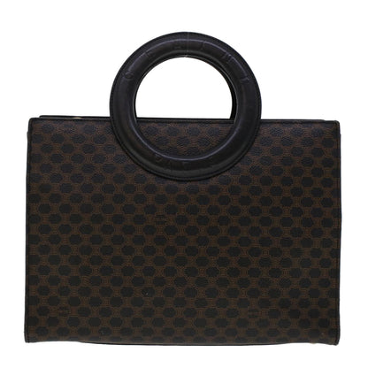 Celine Macadam Canvas Hand Bag PVC Leather Black  45906