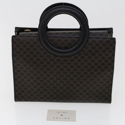 Celine Macadam Canvas Hand Bag PVC Leather Black  45906