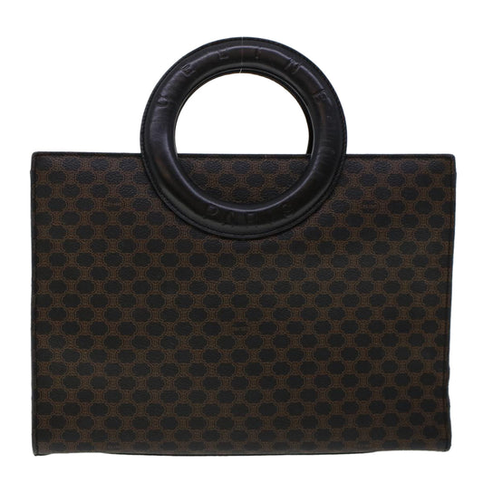 Celine Macadam Canvas Hand Bag PVC Leather Black  45906