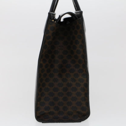 Celine Macadam Canvas Hand Bag PVC Leather Black  45906
