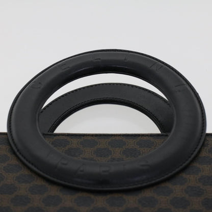 Celine Macadam Canvas Hand Bag PVC Leather Black  45906