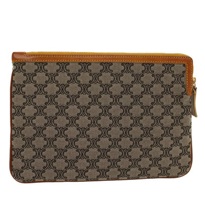 Celine Paris Macadam Clutch Bag Canvas Leather Beige Brown  45981