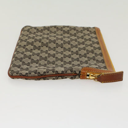 Celine Paris Macadam Clutch Bag Canvas Leather Beige Brown  45981