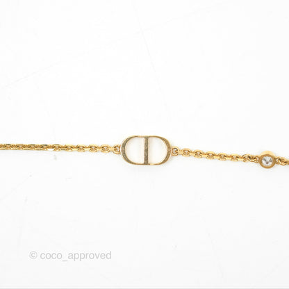 Christian Dior Petit CD Double Necklace Crystals Gold Tone