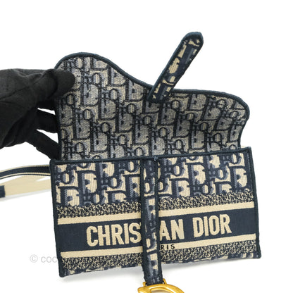 Christian Dior Navy Oblique Slim Saddle Pouch