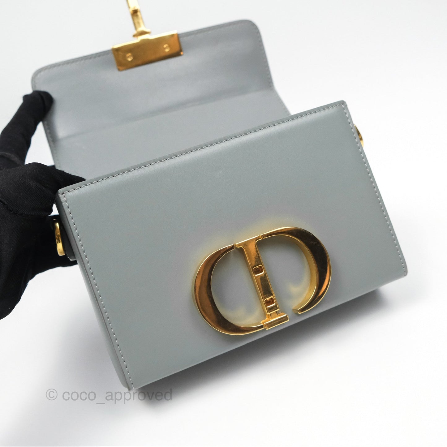 Christian Dior 30 Montaigne Box Bag Grey Calfskin