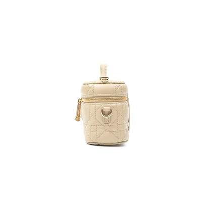 Christian Dior Micro Lady Dior Vanity Case Beige Cannage Lambskin
