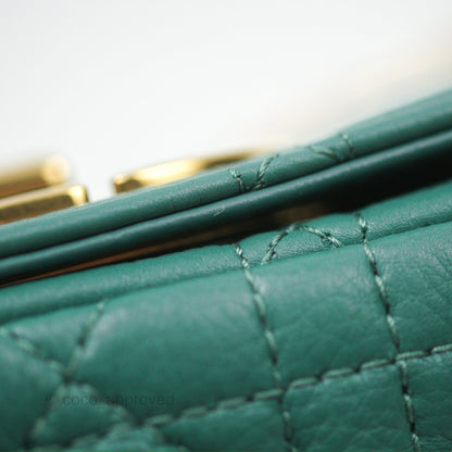 Christian Dior Micro Caro Bag in Tundra Green Supple Cannage Calfskin Gold Hardware