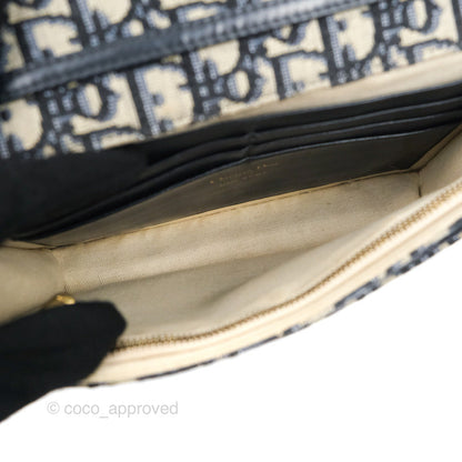 Christian Dior Saddle Chain Pouch Navy Oblique Jacquard