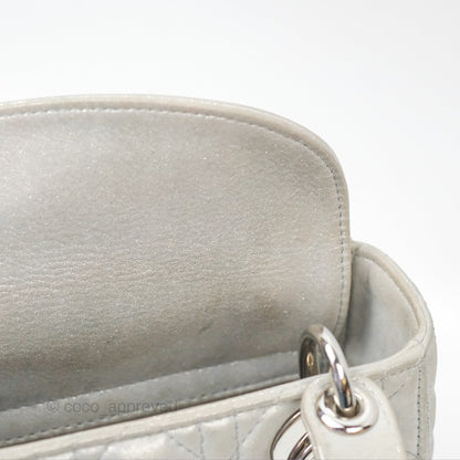 Christian Dior Mini Lady Dior Metallic Silver Nubuck Silver Hardware