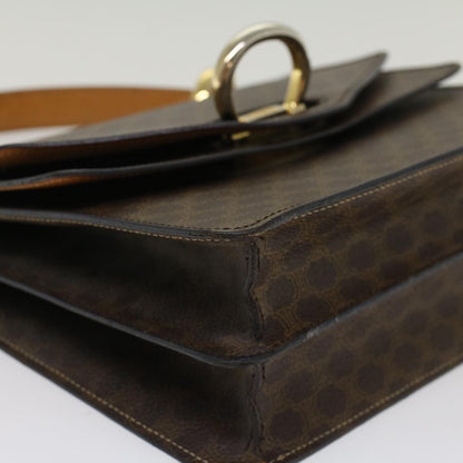 Celine Macadam Canvas Hand Bag PVC Leather Brown  47998