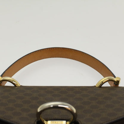 Celine Macadam Canvas Hand Bag PVC Leather Brown  47998