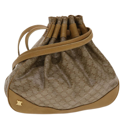 Celine Macadam Canvas Shoulder Bag PVC Leather Brown  47999