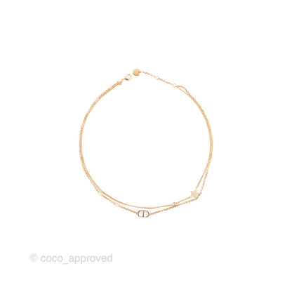 Dior CD Petit Double Necklace Crystal Rose Gold Tone
