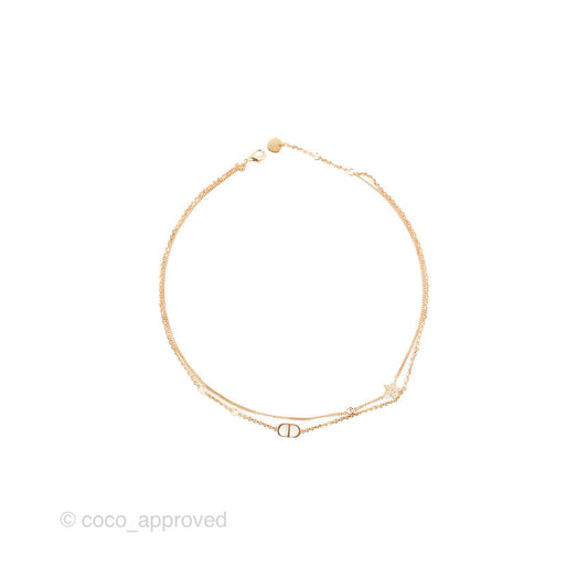 Dior CD Petit Double Necklace Crystal Rose Gold Tone