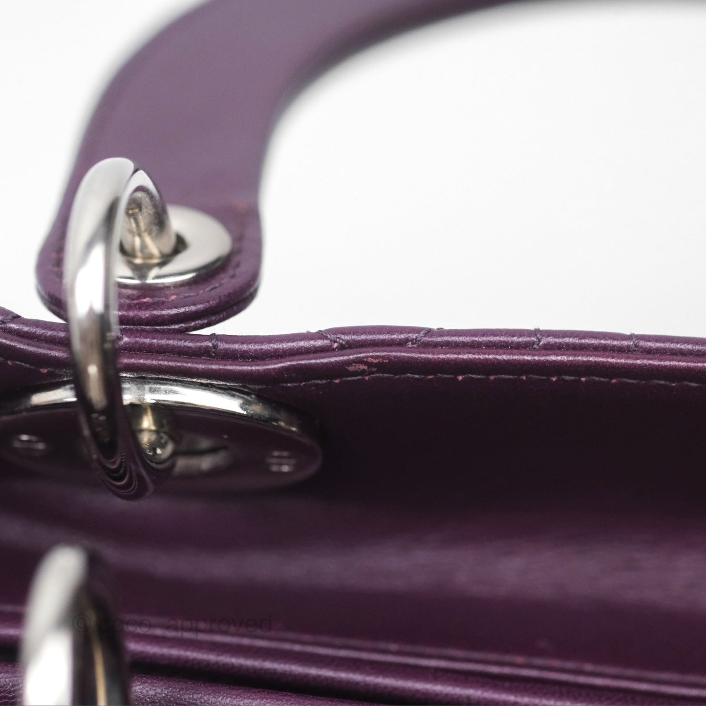 Christian Dior Medium Lady Dior Dark Purple Lambskin Silver Hardware