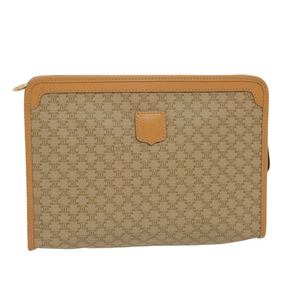 Celine Macadam Canvas Clutch Bag PVC Leather Beige  48156