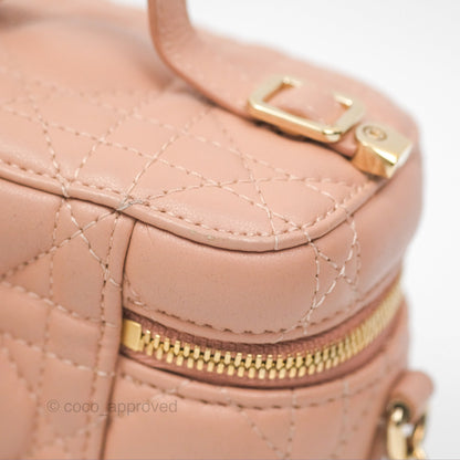 Christian Dior Micro Lady Dior Vanity Case Rose Des Vents Cannage Lambskin