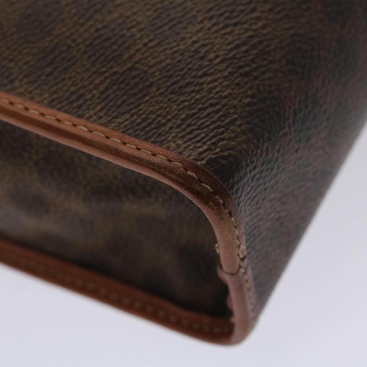 Celine Macadam Canvas Clutch Bag PVC Leather Brown  48331