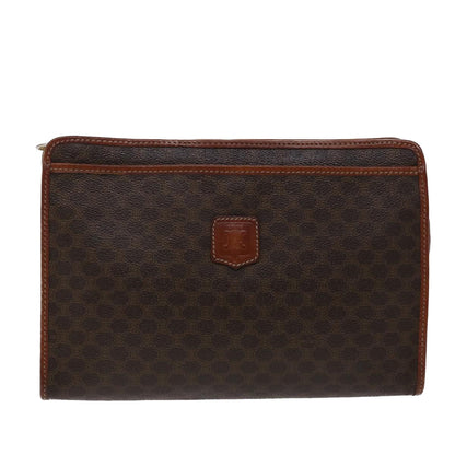 Celine Macadam Canvas Clutch Bag PVC Leather Brown  48331