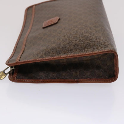 Celine Macadam Canvas Clutch Bag PVC Leather Brown  48331