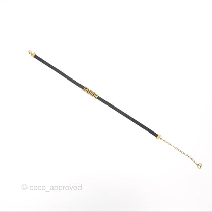 Dior J'adior Ribbon Choker Necklace Black Aged Gold Tone