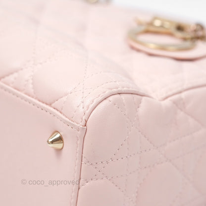 Christian Dior Medium Lady Dior Pink Lambskin Gold Hardware