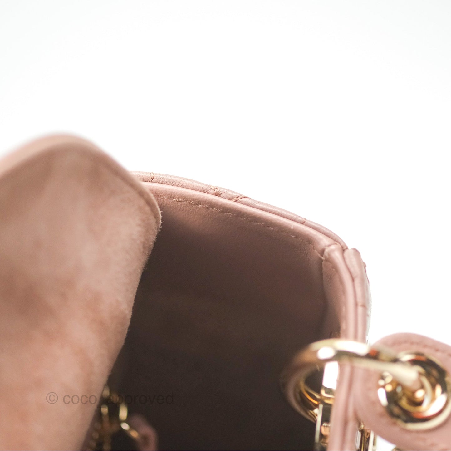 Christian Dior Mini Lady Dior Blush Cannage Lambskin Gold Hardware