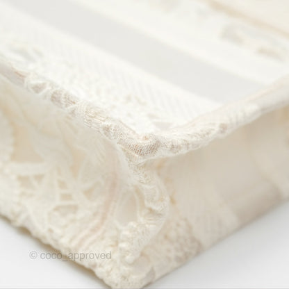 Dior Mini Book Tote Natural Macramé-Effect Embroidery