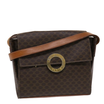 Celine Macadam Canvas Shoulder Bag PVC Leather Brown  49113