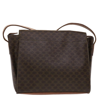 Celine Macadam Canvas Shoulder Bag PVC Leather Brown  49113