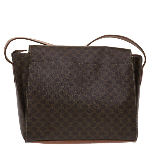 Celine Macadam Canvas Shoulder Bag PVC Leather Brown  49113