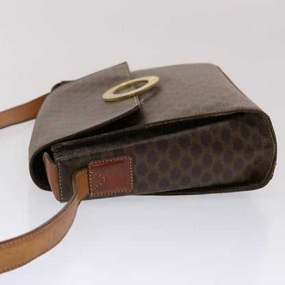 Celine Macadam Canvas Shoulder Bag PVC Leather Brown  49113
