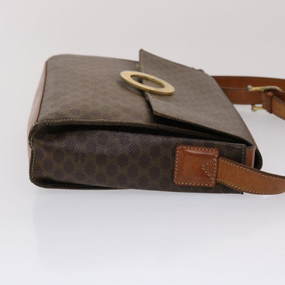 Celine Macadam Canvas Shoulder Bag PVC Leather Brown  49113