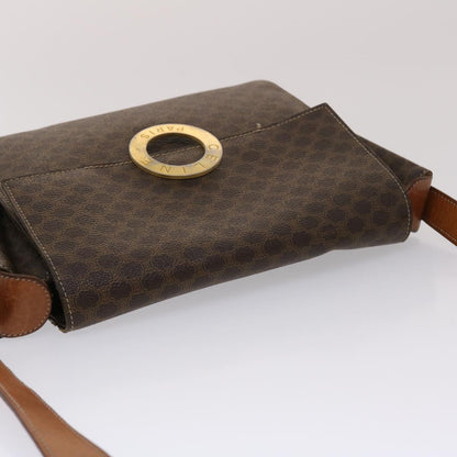 Celine Macadam Canvas Shoulder Bag PVC Leather Brown  49113