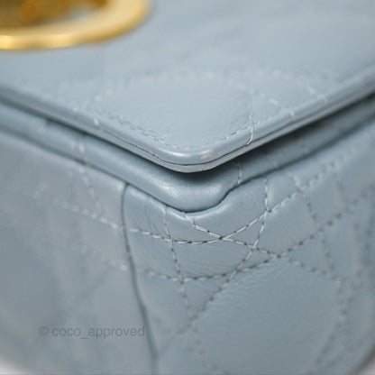 Dior Small Caro Bag Blue Supple Cannage Calfskin