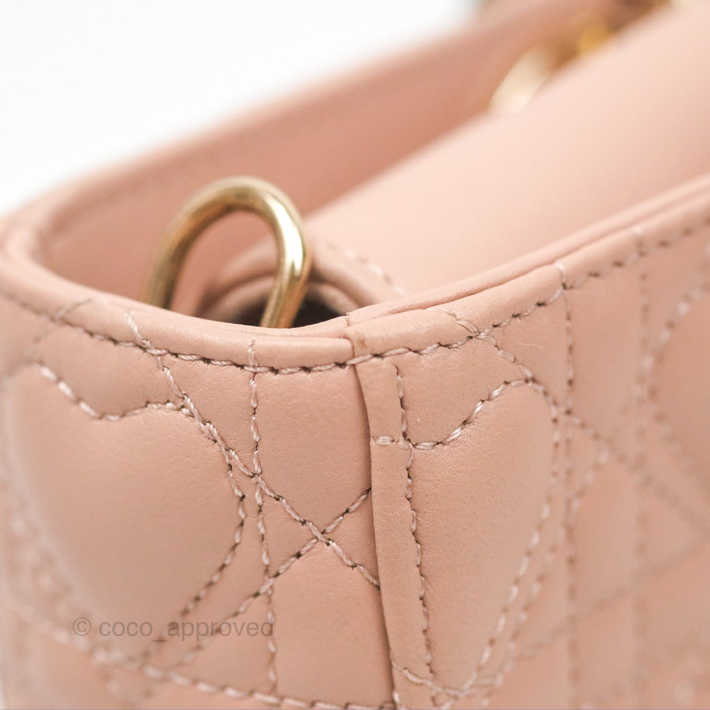 Christian Dior Medium Lady D-Joy Nude Pink Lambskin Heart Quilted