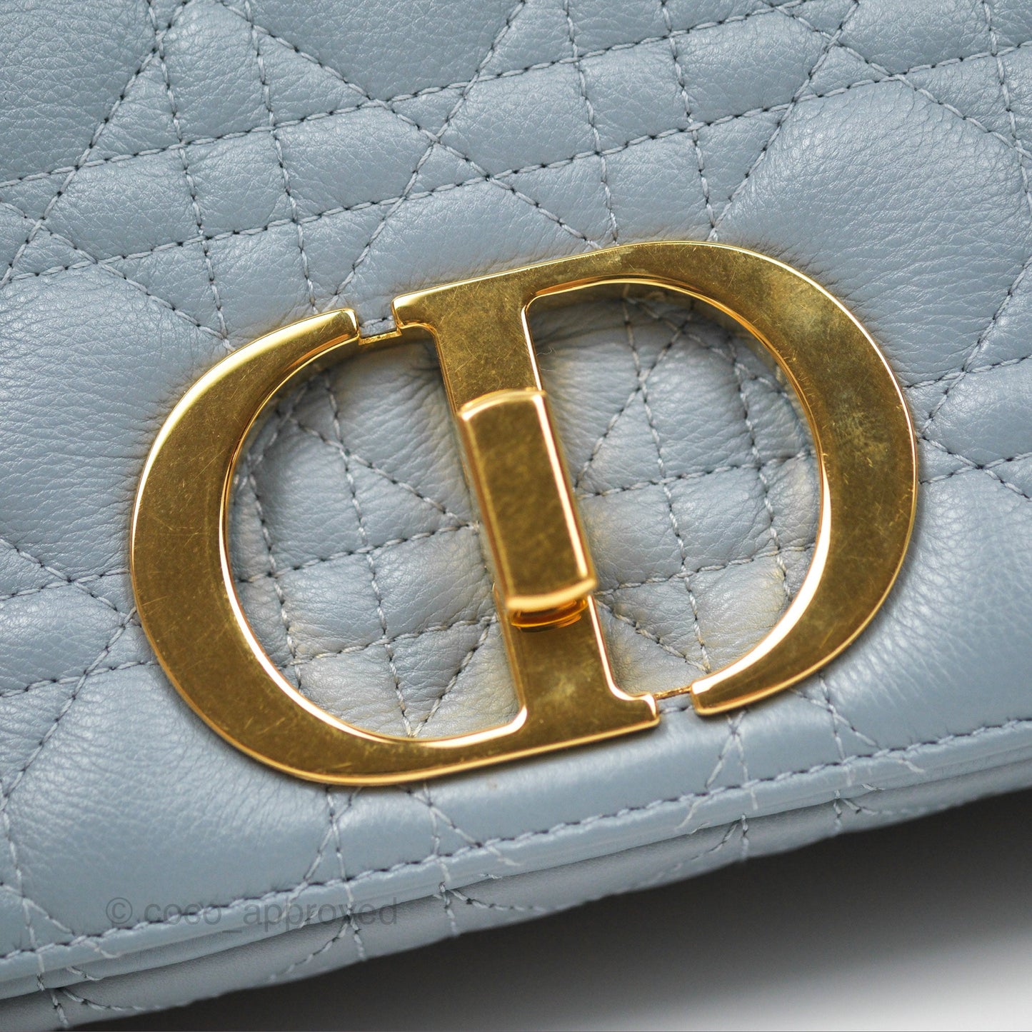 Dior Small Caro Bag Blue Supple Cannage Calfskin
