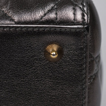 Christian Dior Medium Lady Dior Metallic Dark Grey Lambskin Gold Hardware
