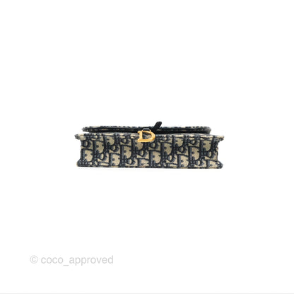 Christian Dior Saddle Chain Pouch Navy Oblique Jacquard