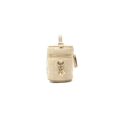 Christian Dior Micro Lady Dior Vanity Case Beige Cannage Lambskin