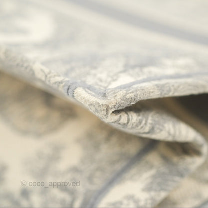 Christian Dior Medium (Old Small) Embroidered Toile De Jouy Light Grey Canvas Book Tote