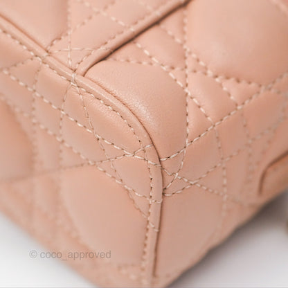 Christian Dior Micro Lady Dior Vanity Case Rose Des Vents Cannage Lambskin