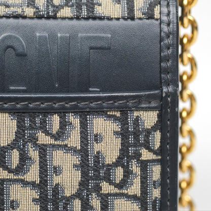 Christian Dior 30 Montaigne with Chain Blue Dior Oblique Jacquard