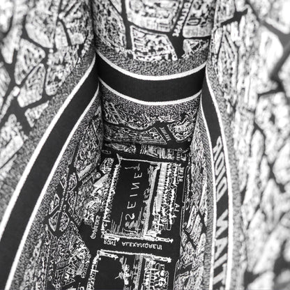 Christian Dior Large Dior Black and White Plan de Paris Embroidery Book Tote