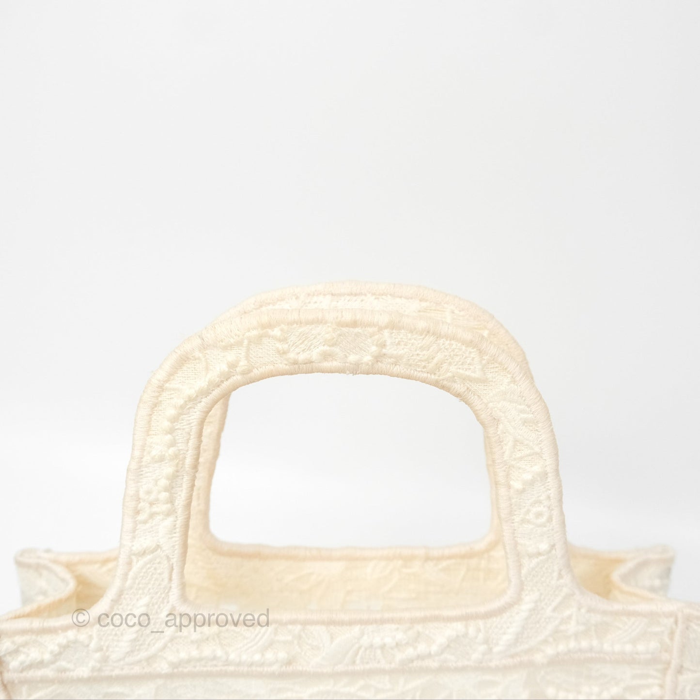 Dior Mini Book Tote Natural Macramé-Effect Embroidery