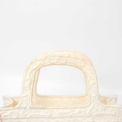 Dior Mini Book Tote Natural Macramé-Effect Embroidery