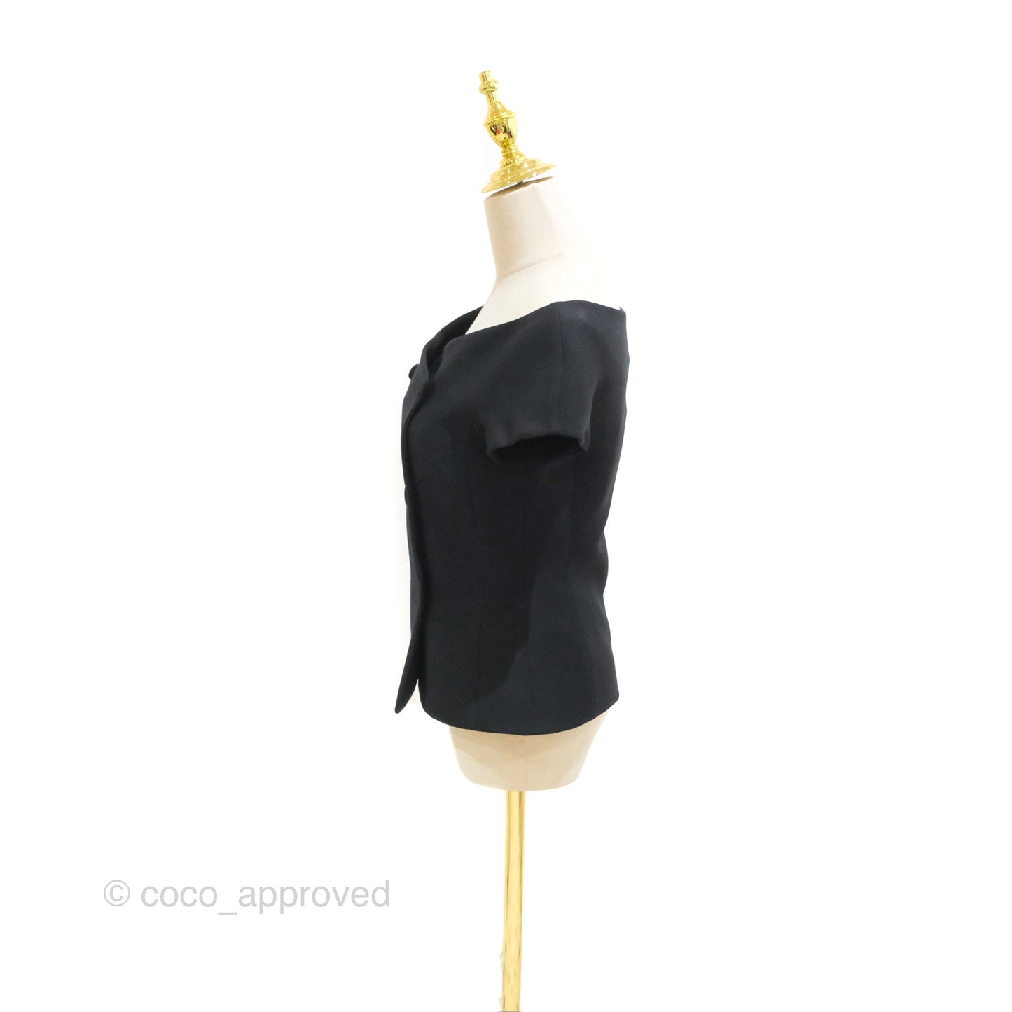 Christian Dior Off-The-Shoulder Double-Breasted Jacket Black Wool Silk Size 34