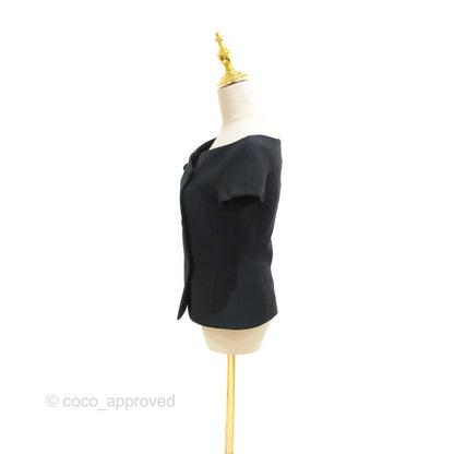 Christian Dior Off-The-Shoulder Double-Breasted Jacket Black Wool Silk Size 34