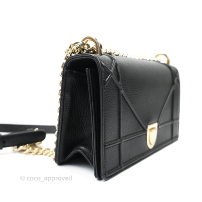 Christian Dior Small Diorama Calfskin Flap Bag Black Gold Hardware